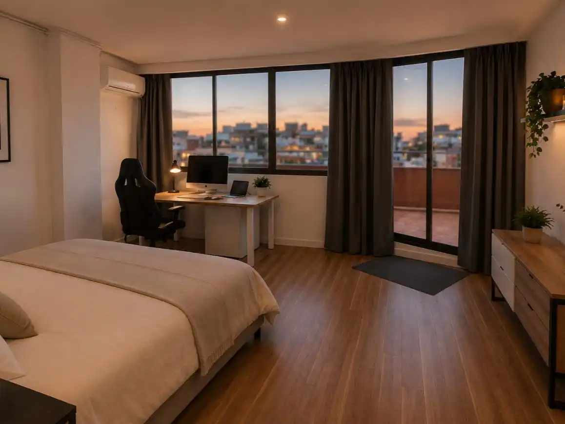 Schlafzimmer von Büro zur Miete in Barcelona mit Klimaanlage, Heizung und Terrasse