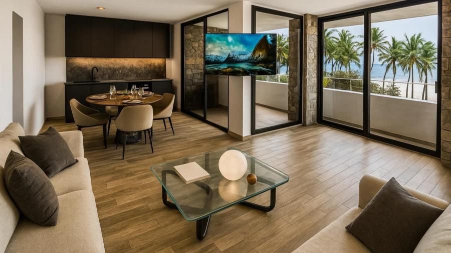 Sala d'estar de Àtic en venda en Empuriabrava amb Aire condicionat, Calefacció i Jardí privat