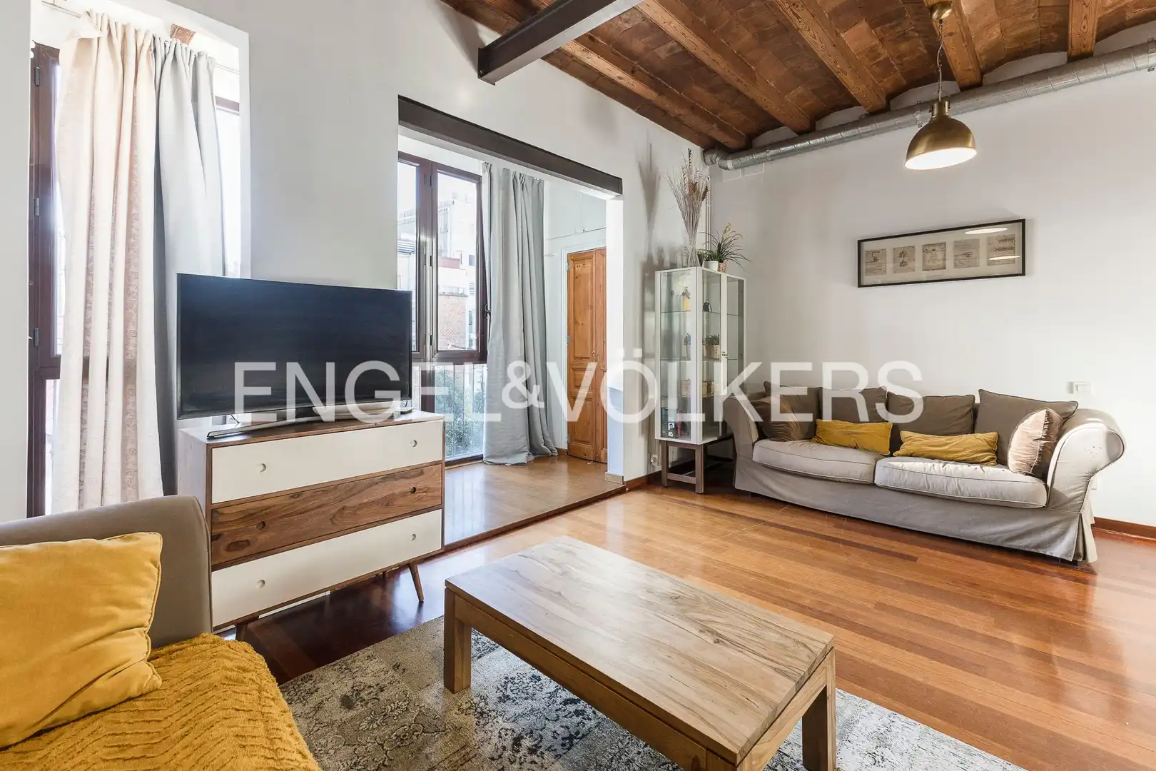 Wohnzimmer von Wohnung zur Miete in Barcelona mit Klimaanlage, Heizung und Parkett