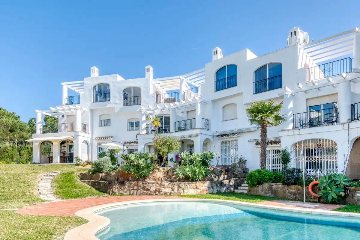 Exterior view of Detached homes for sale in Manilva  with Air Conditioner, Terrace and Community pool