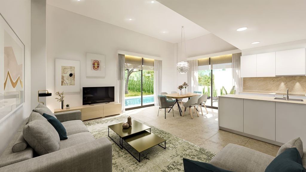 Sala d'estar de Casa o xalet en venda en Finestrat amb Aire condicionat, Jardí privat i Terrassa