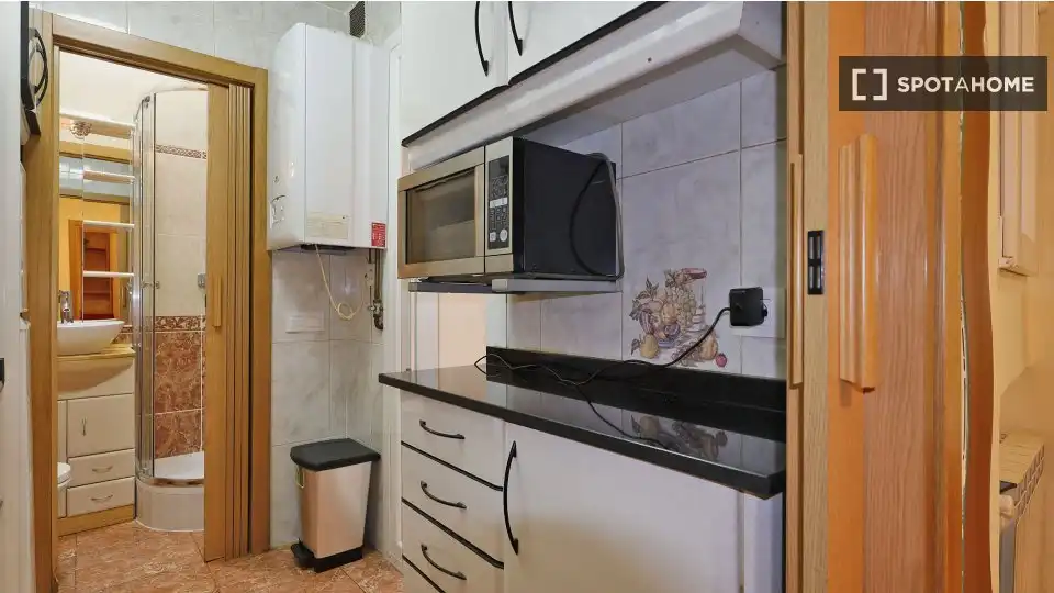 Cuina de Apartament per a compartir en Madrid amb Aire condicionat, Calefacció i Terrassa