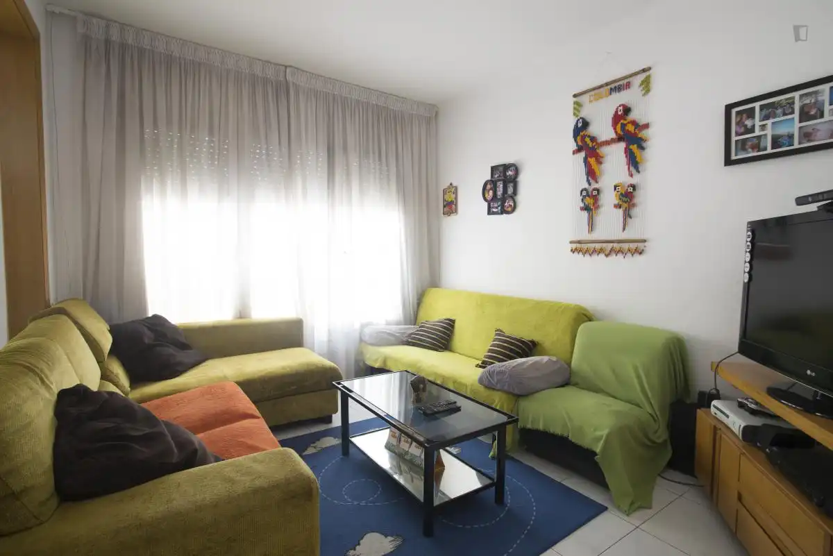 Sala de estar de Apartamento para compartir en Barcelona con Aire acondicionado, Calefacción y Amueblado