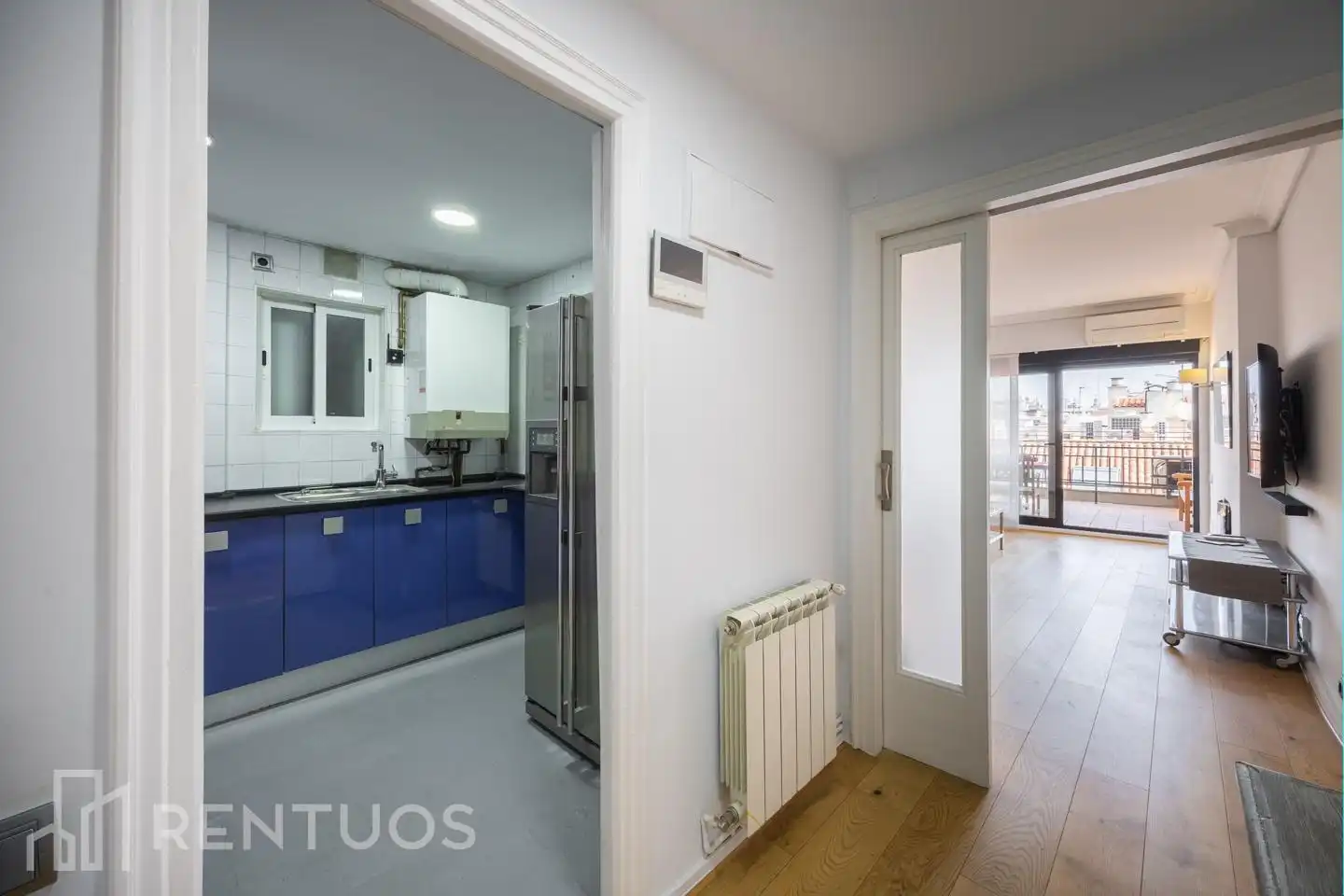 Küche von Dachboden zur Miete in Madrid mit Klimaanlage, Parkett und Terrasse