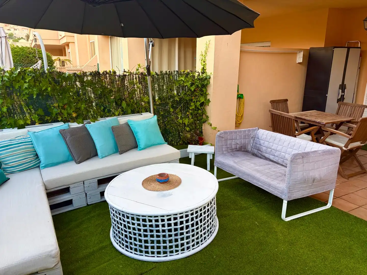 Terraza de Apartamento de alquiler en Mijas con Aire acondicionado, Calefacción y Jardín privado