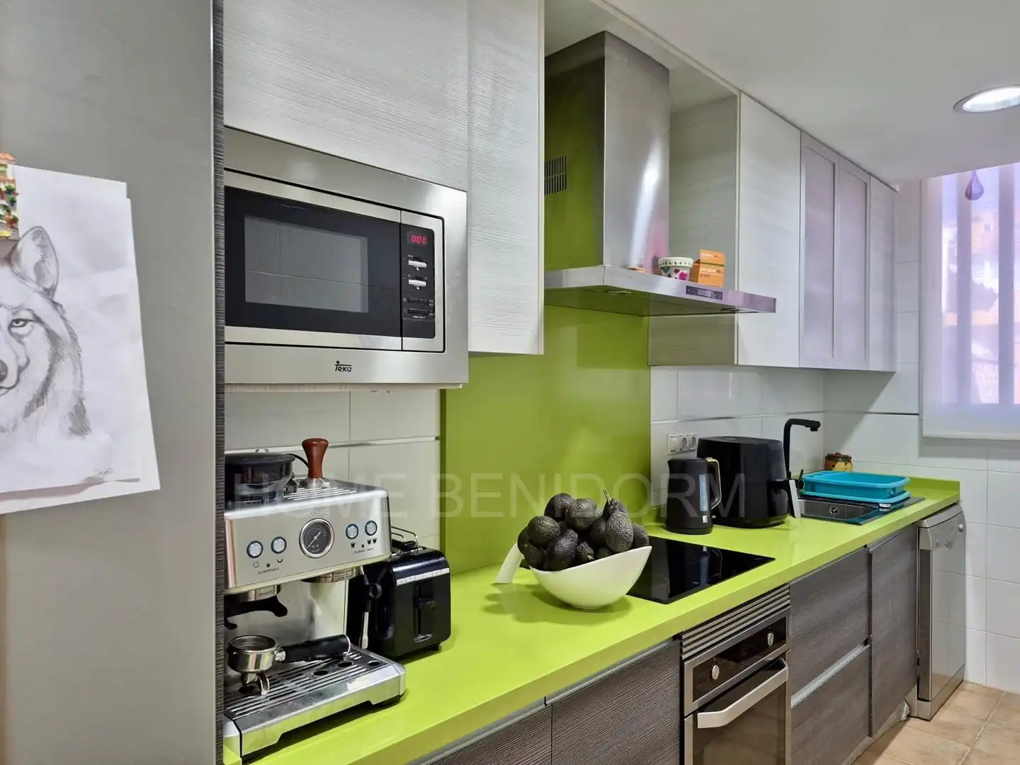 Cocina de Casa adosada en venta en Finestrat con Jardín privado y Piscina comunitaria