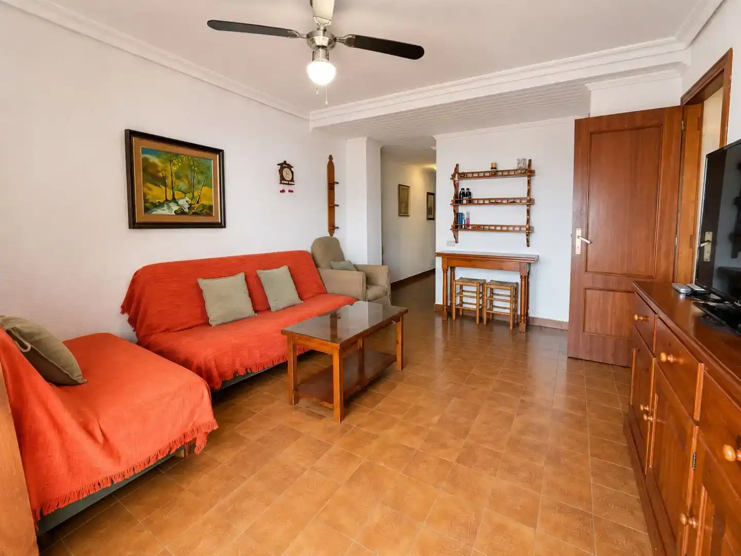 Wohnzimmer von Wohnung zur Miete in Cullera mit Klimaanlage, Schwimmbad und Balkon