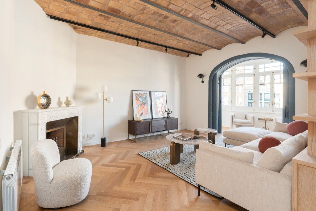 Sala d'estar de Apartament en venda en  Barcelona Capital amb Aire condicionat, Calefacció i Parquet