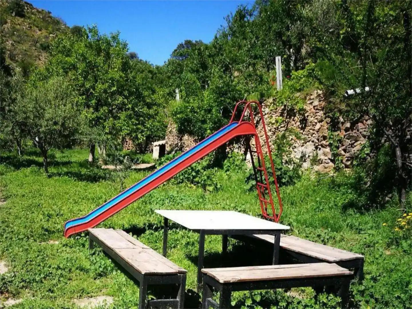 Jardí de Finca rústica en venda en Laroya amb Jardí privat, Piscina i Moblat
