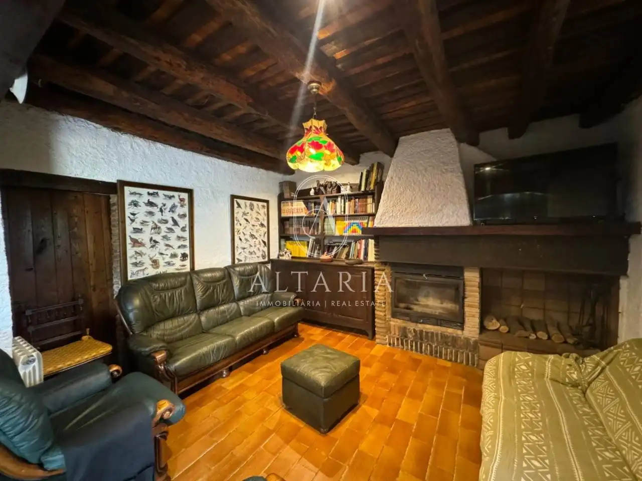 Sala d'estar de Finca rústica en venda en Anglès amb Calefacció, Jardí privat i Terrassa
