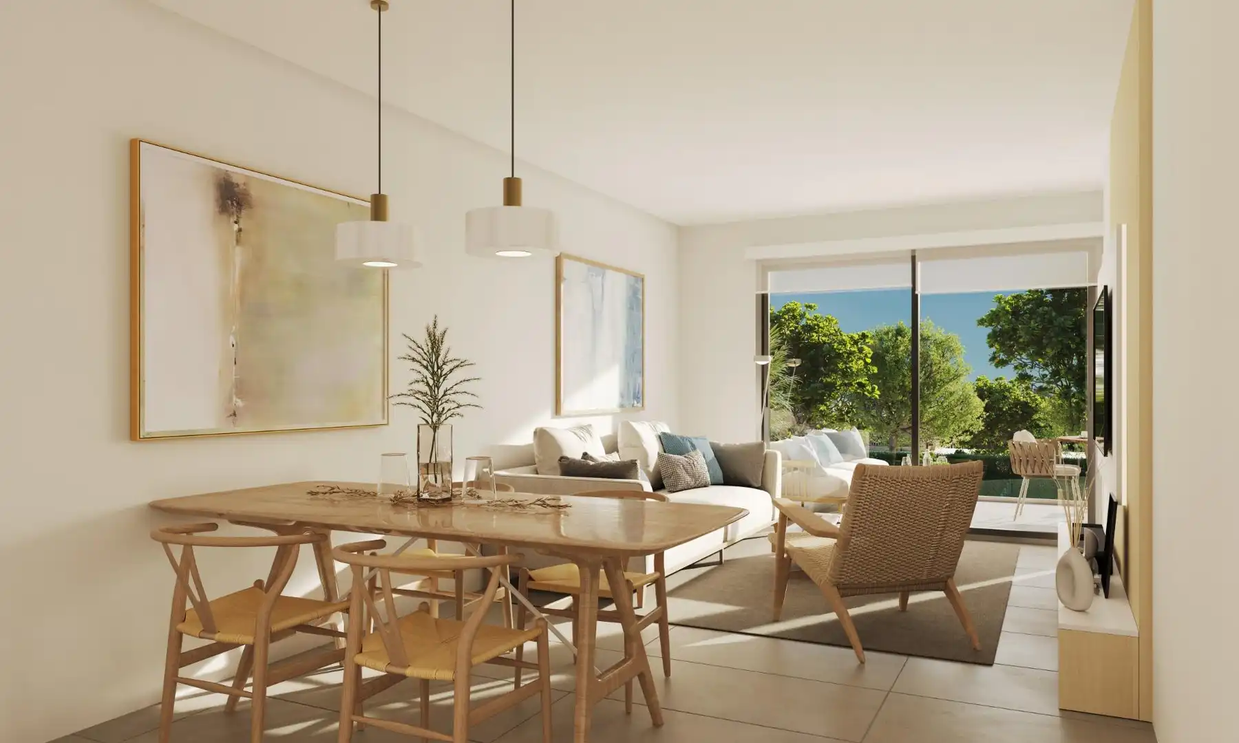 Wohnzimmer von Dachboden zum Verkauf in  Palma de Mallorca mit Klimaanlage, Heizung und Privatgarten