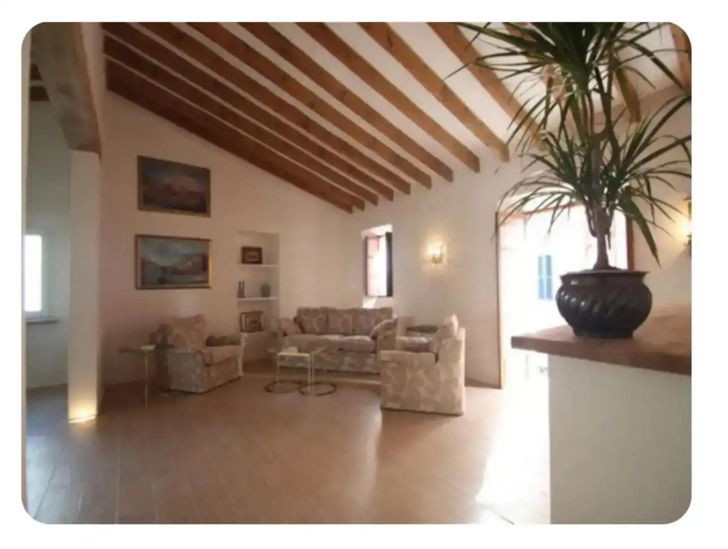 Sala d'estar de Loft de lloguer en  Palma de Mallorca amb Parquet, Moblat i Forn