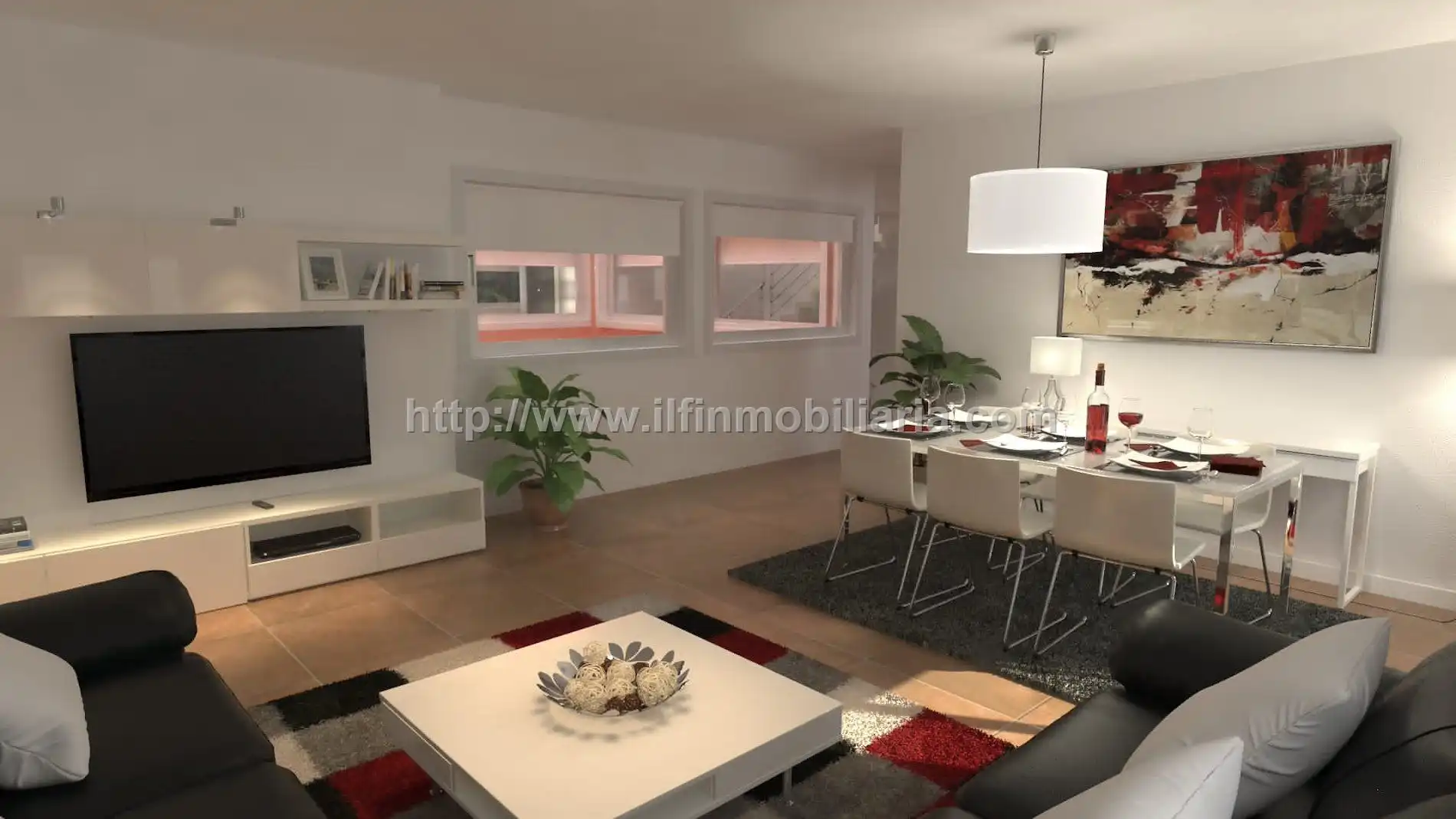 Wohnzimmer von Einfamilien-Reihenhaus zum Verkauf in  Palma de Mallorca mit Klimaanlage, Schwimmbad und Möbliert