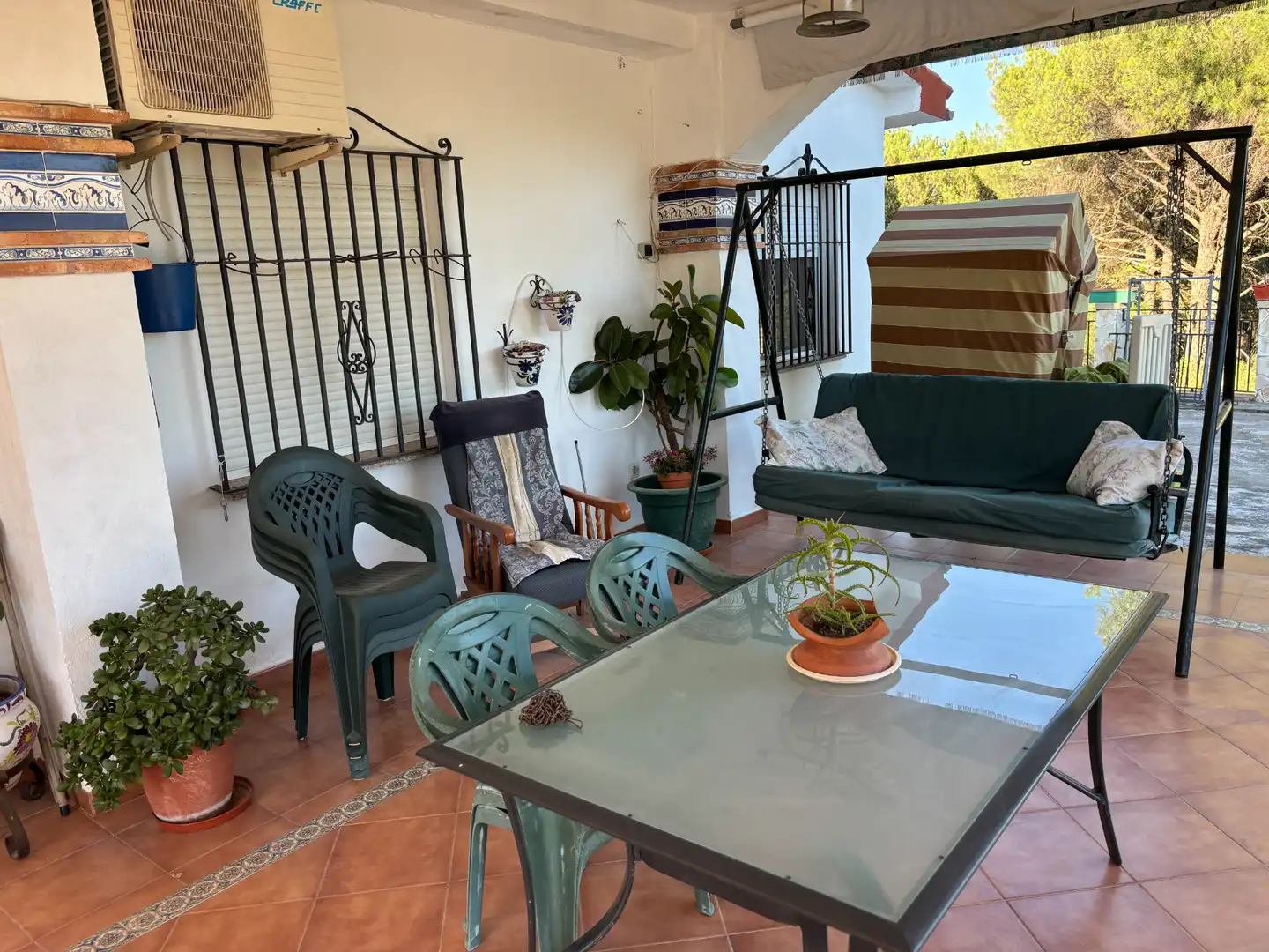 Terraza de Finca rústica en venta en Andújar con Aire acondicionado, Jardín privado y Piscina