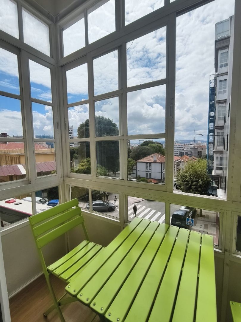 Balcony of Flat to rent in A Coruña Capital   with Parquet flooring, Furnished and Oven