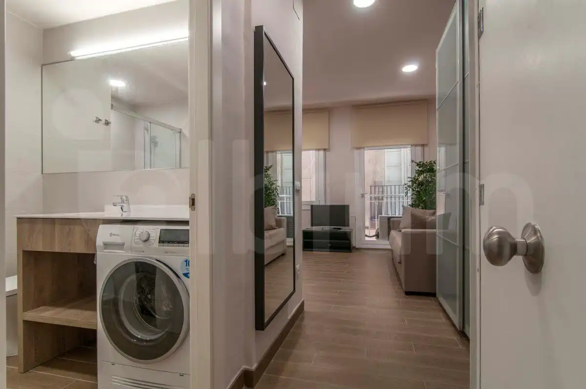 Sala de estar de Estudio de alquiler en Barcelona con Aire acondicionado, Calefacción y Amueblado