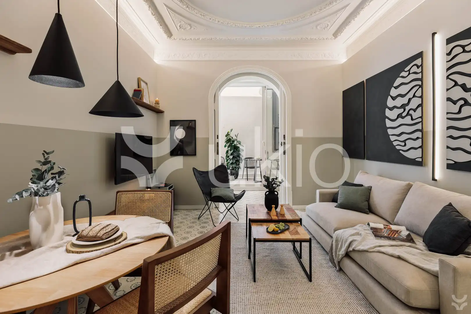 Sala de estar de Apartamento de alquiler en Barcelona con Aire acondicionado, Calefacción y Terraza