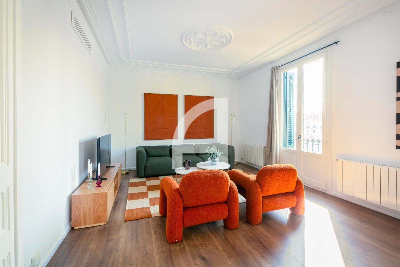 Sala d'estar de Pis de lloguer en  Barcelona Capital amb Aire condicionat, Calefacció i Parquet