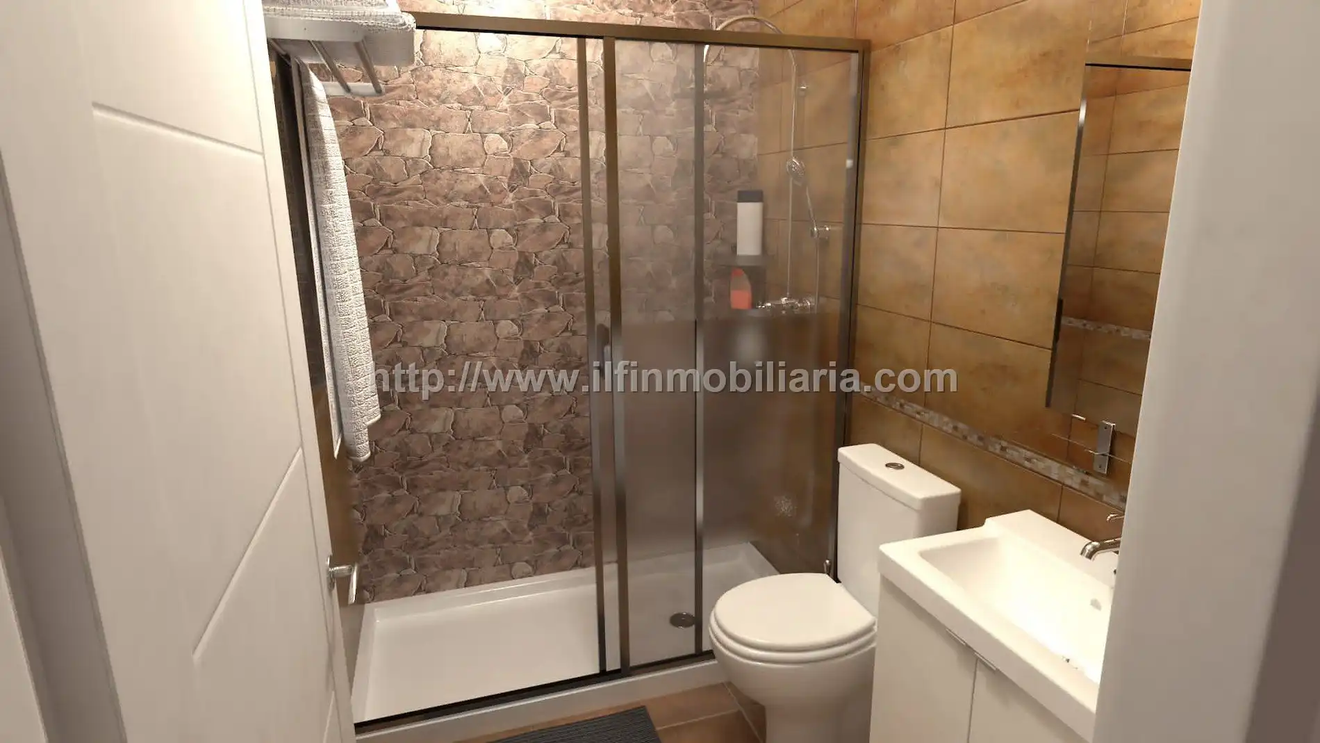 Badezimmer von Einfamilien-Reihenhaus zum Verkauf in  Palma de Mallorca mit Klimaanlage, Schwimmbad und Möbliert