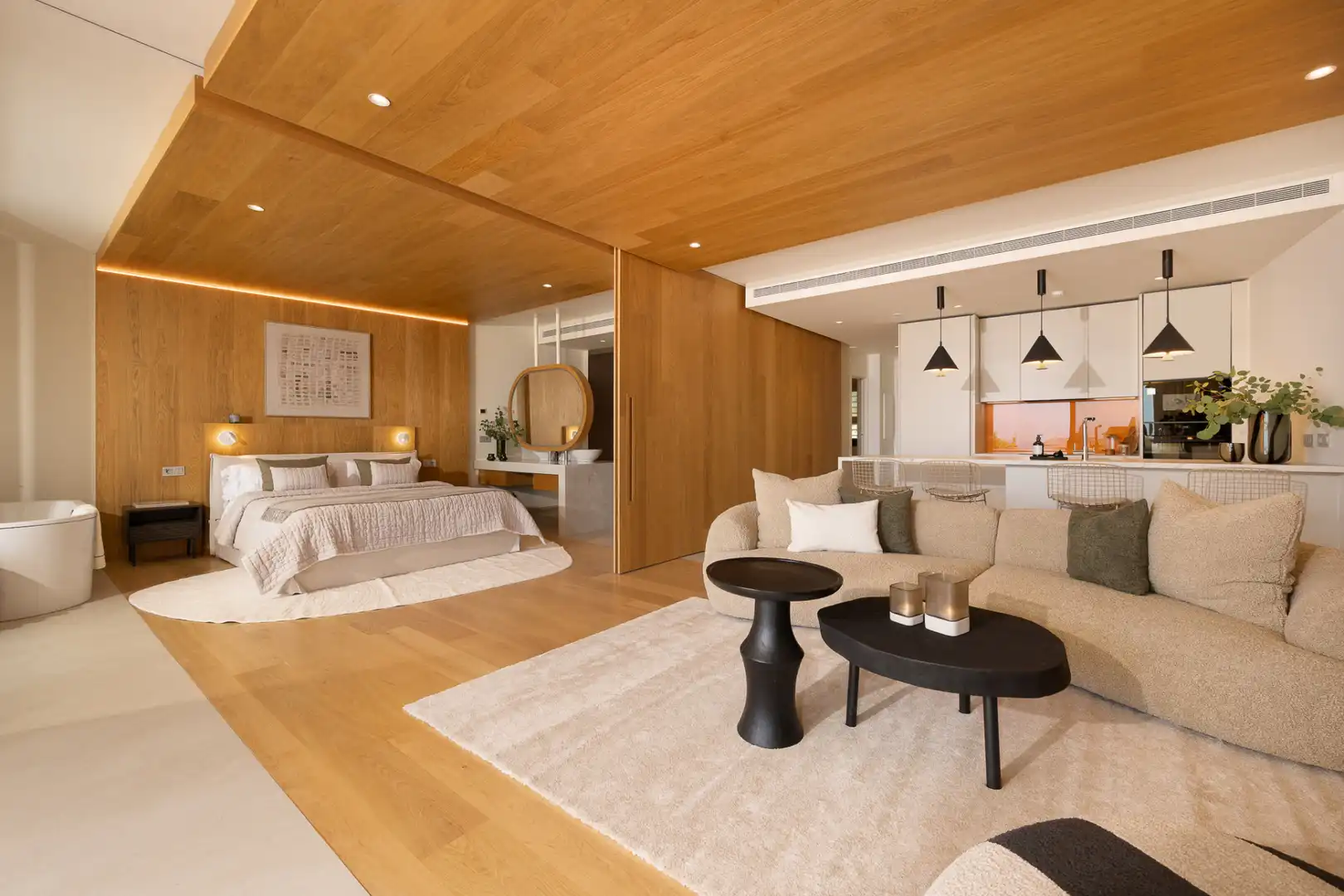 Wohnzimmer von Wohnungen zum Verkauf in Fuengirola mit Klimaanlage, Terrasse und Schwimmbad