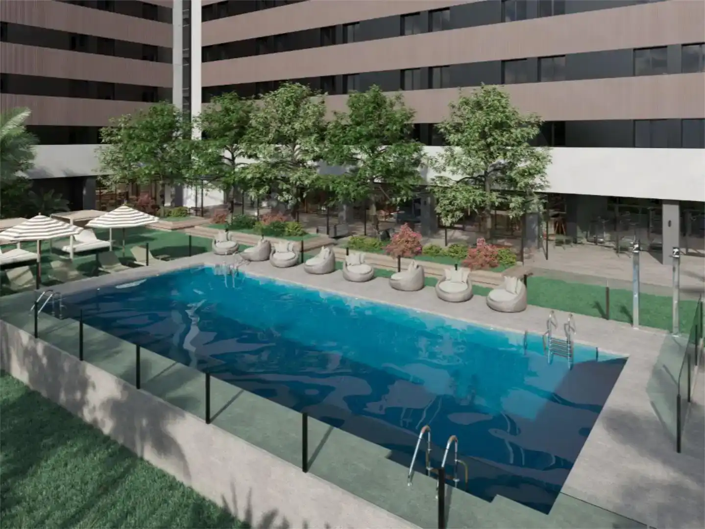 Schwimmbecken von Wohnung zur Miete in  Madrid Capital mit Klimaanlage und Schwimmbad