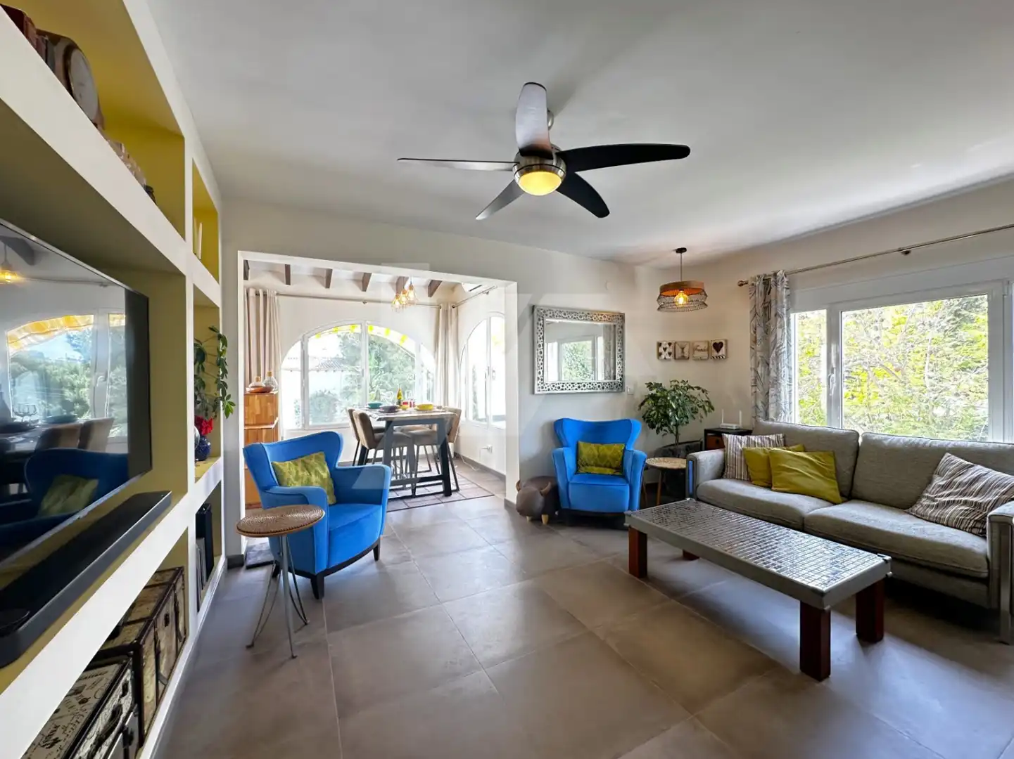 Sala d'estar de Casa o xalet en venda en Benissa amb Aire condicionat, Calefacció i Jardí privat