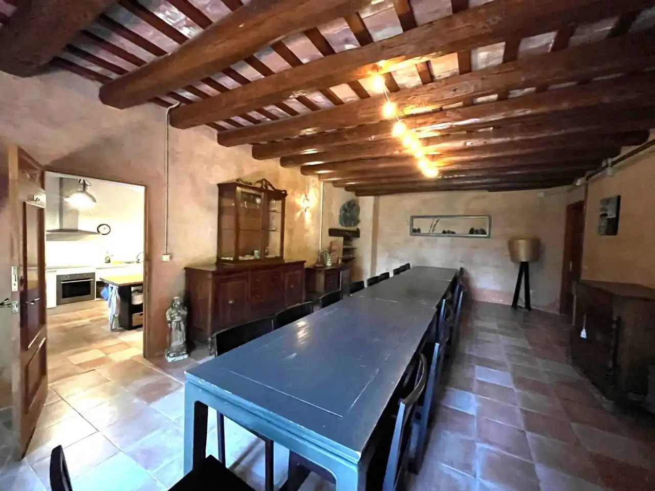 Comedor de Finca rústica de alquiler en Aiguaviva con Calefacción, Jardín privado y Terraza
