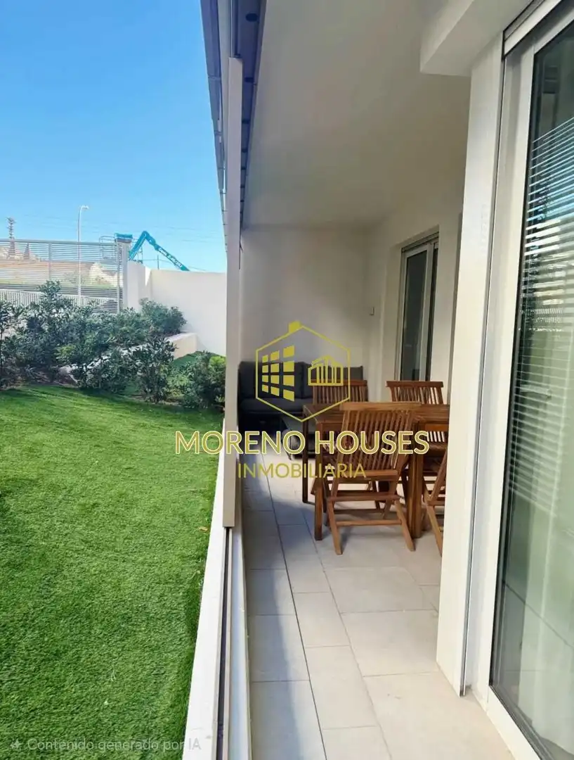 Terrasse von Wohnungen zur Miete in Jávea / Xàbia mit Klimaanlage, Heizung und Privatgarten