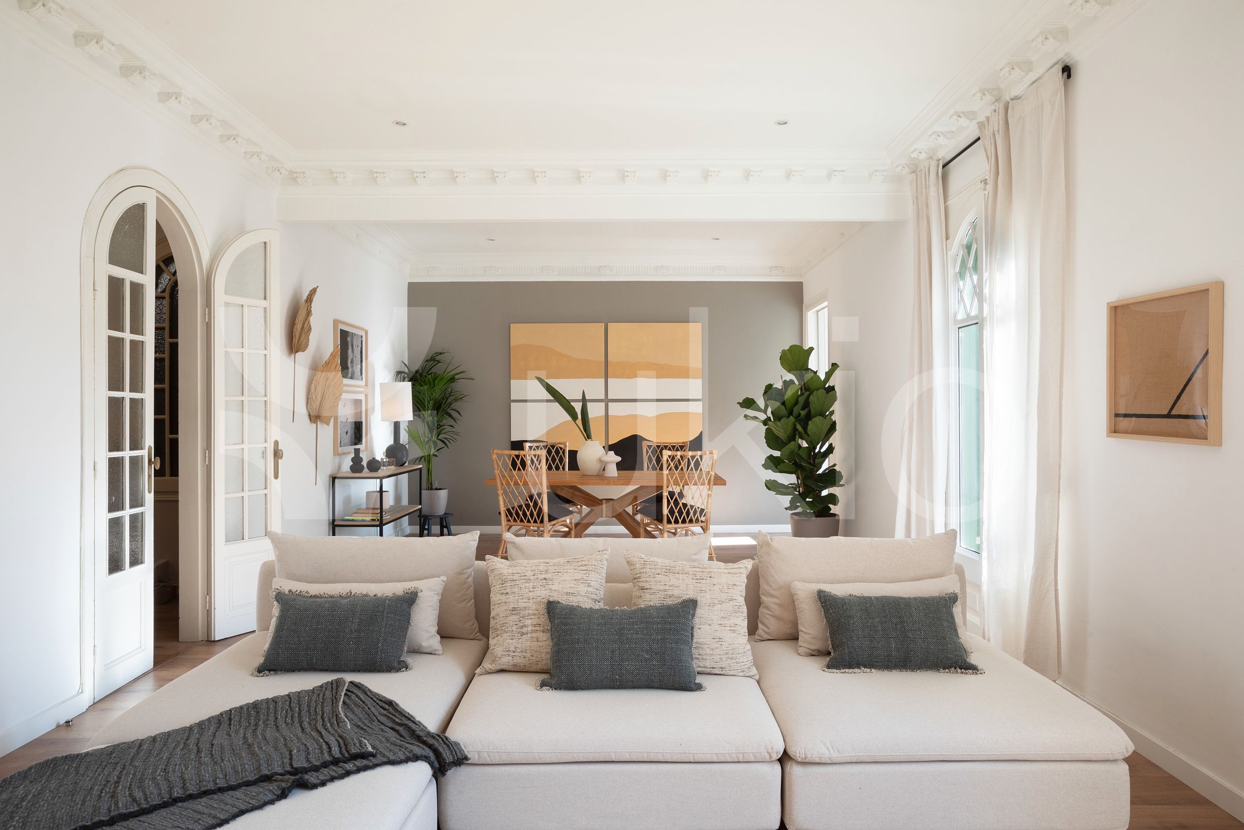 Sala de estar de Apartamento de alquiler en  Barcelona Capital con Aire acondicionado, Amueblado y Horno