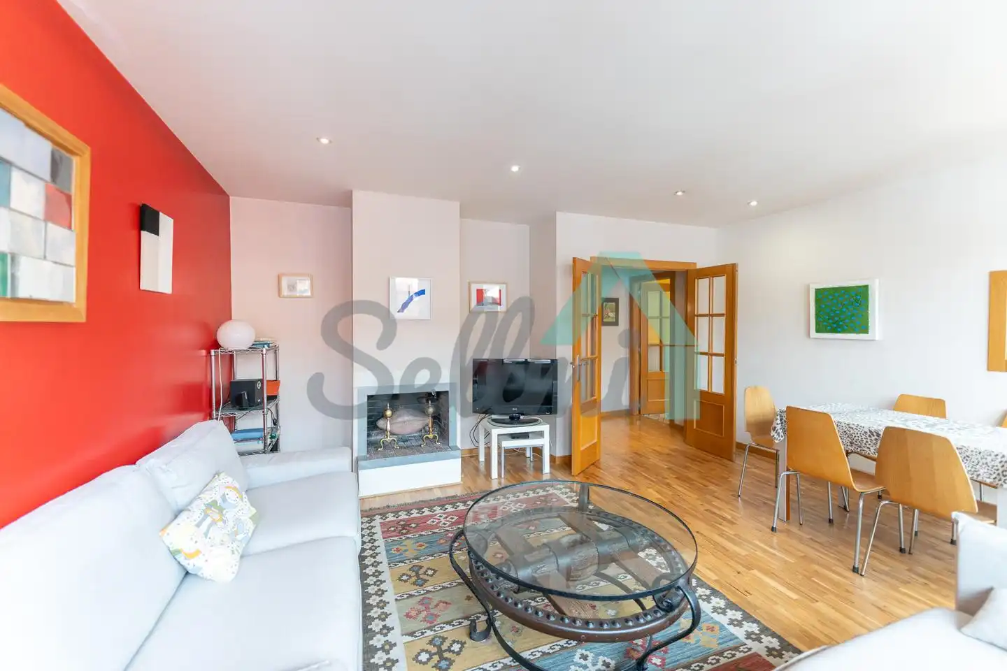 Sala de estar de Piso de alquiler en Oviedo  con Calefacción, Parquet y Amueblado