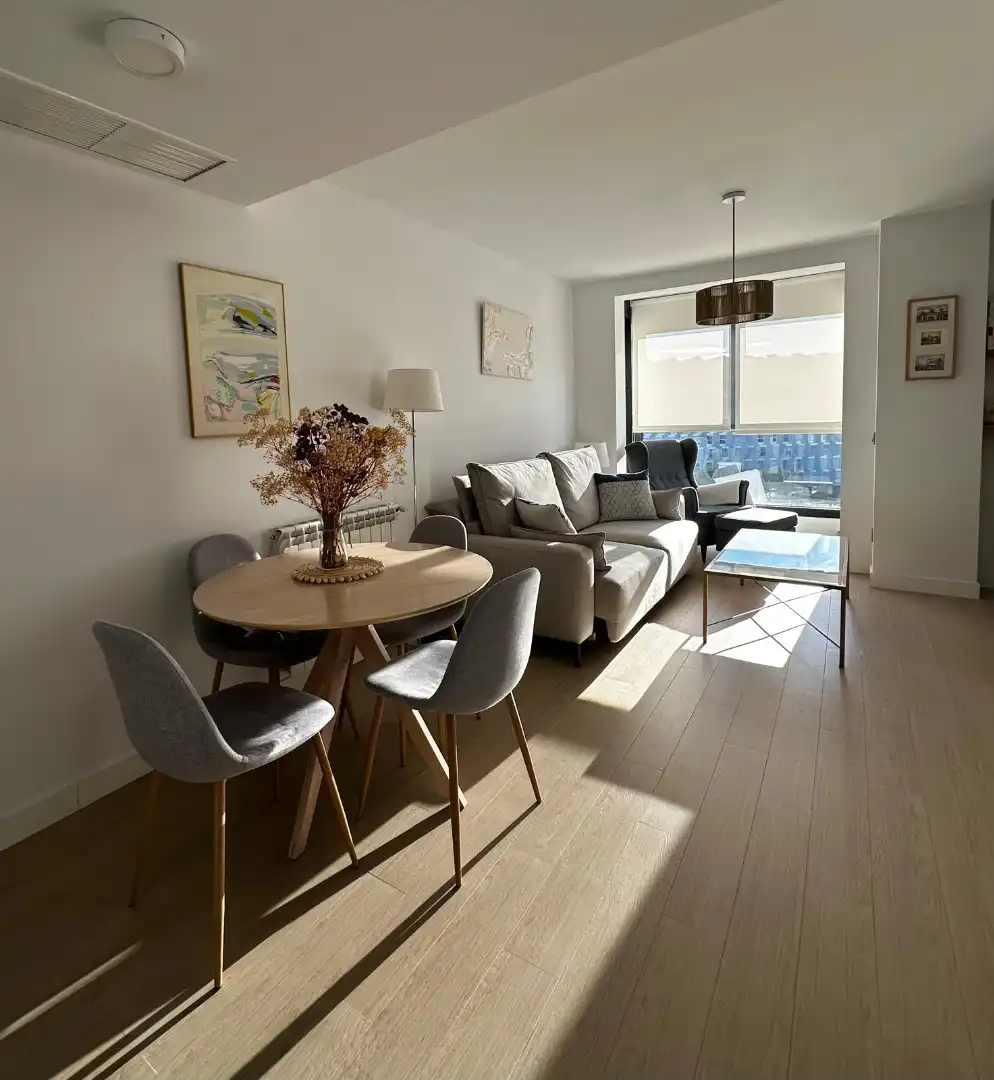 Living room of Flat for rent in Madrid  with Air Conditioner, Heating and Parquet flooring