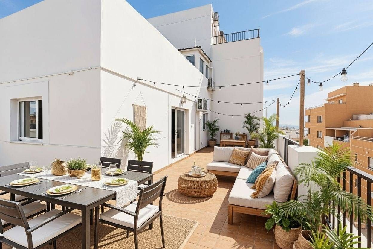 Terrace of Flat for sale in Roquetas de Mar  with Terrace, Furnished and Community pool