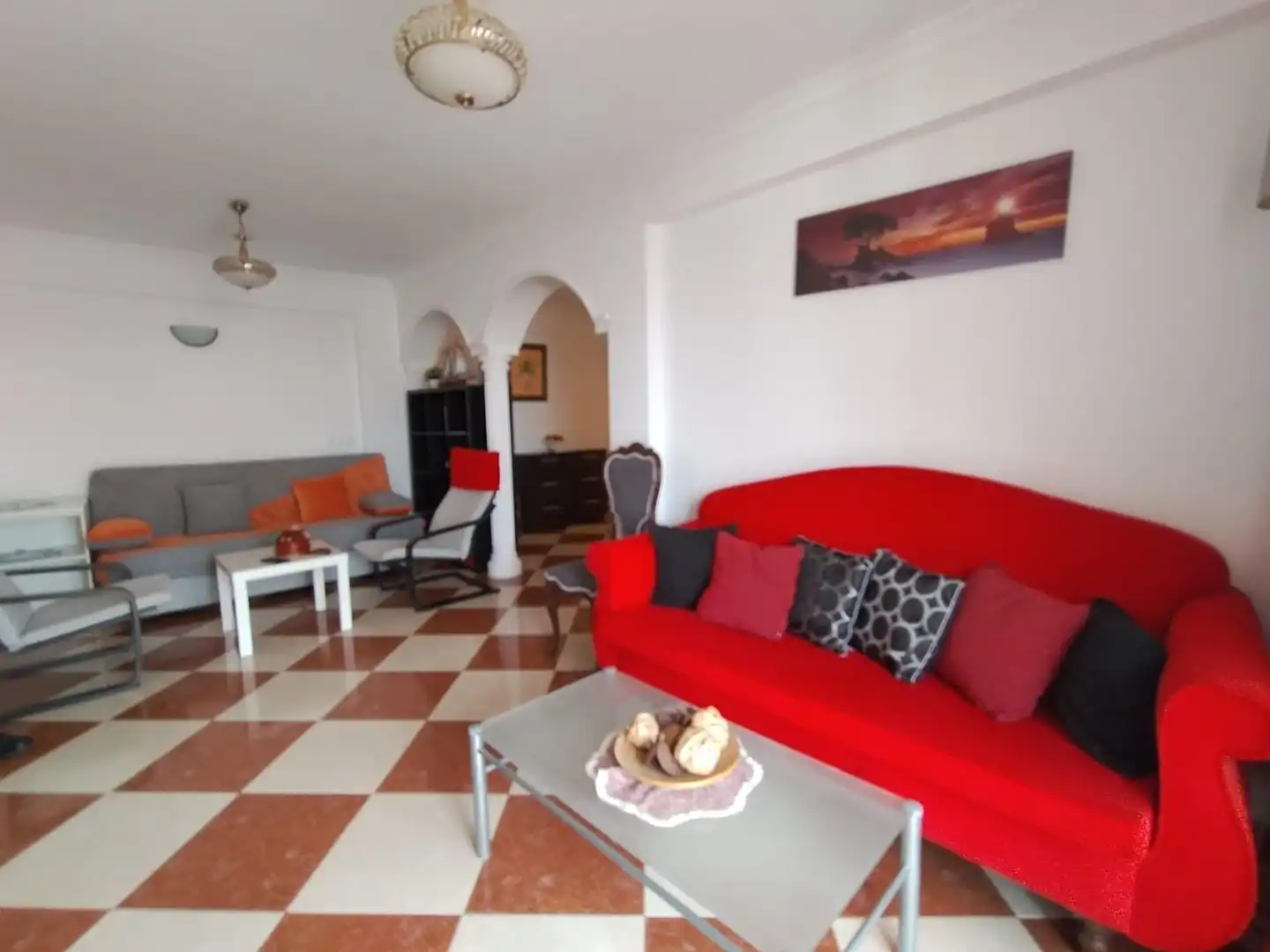 Sala de estar de Apartamento de alquiler en Fuengirola con Jardín privado, Terraza y Amueblado