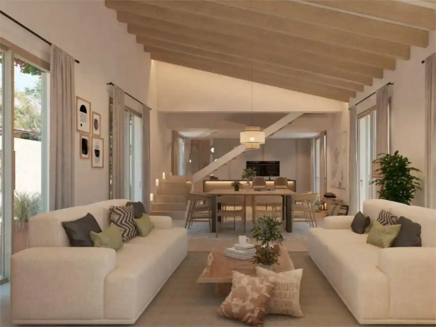 Wohnzimmer von Country house zum Verkauf in Felanitx mit Klimaanlage, Schwimmbad und Balkon