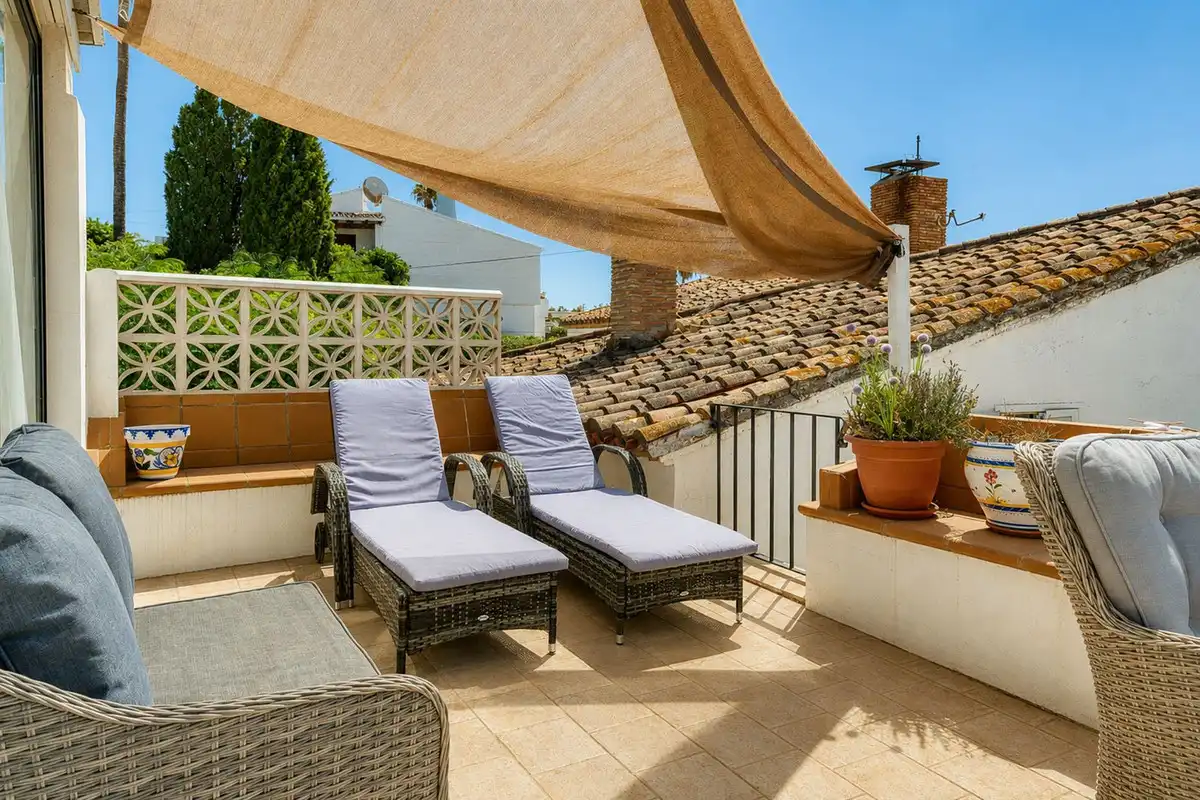 Terraza de Casa adosada en venta en Estepona con Aire acondicionado, Jardín privado y Terraza