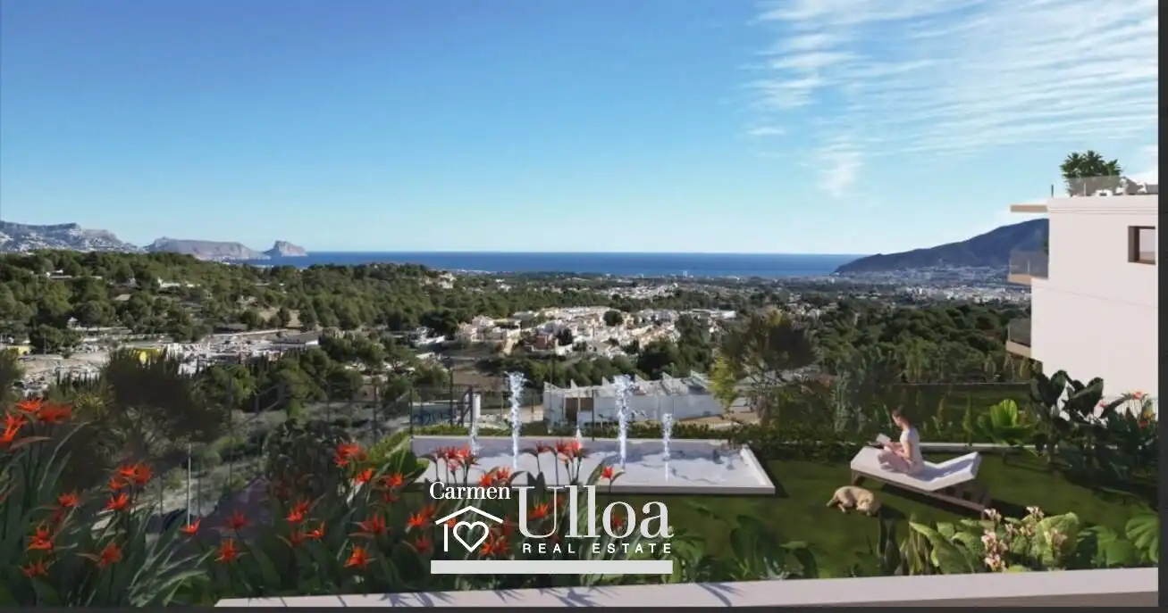 Vista exterior de Casa adosada en venda en L'Alfàs del Pi amb Calefacció, Jardí privat i Piscina comunitària