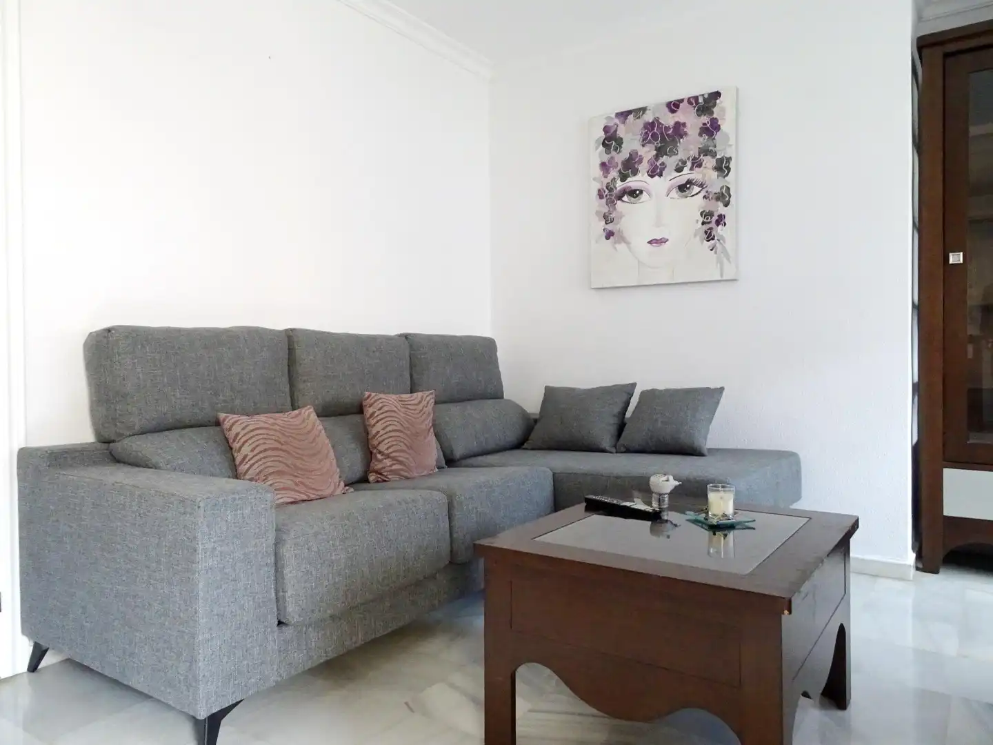Wohnzimmer von Wohnung zur Miete in Málaga mit Klimaanlage, Privatgarten und Terrasse