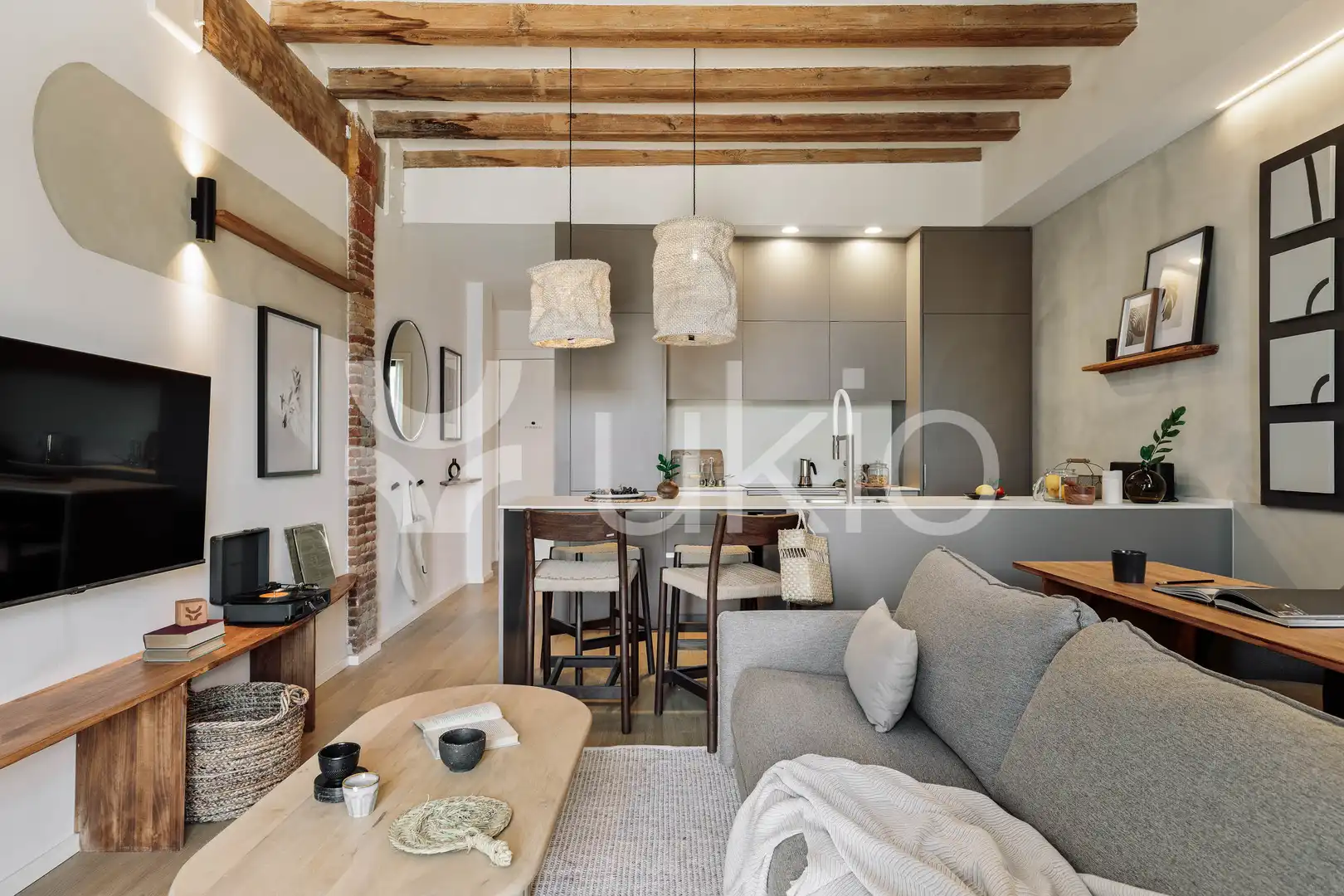 Sala de estar de Apartamento de alquiler en Barcelona con Aire acondicionado, Calefacción y Amueblado