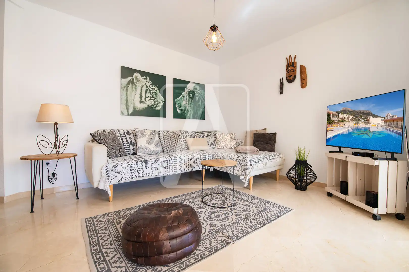 Sala d'estar de Apartament en venda en Calpe / Calp amb Aire condicionat, Terrassa i Traster