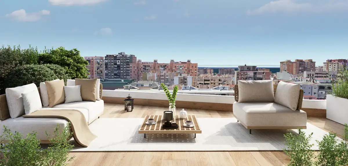 Terrasse von Erdgeschoss zum Verkauf in Málaga mit Klimaanlage, Privatgarten und Terrasse