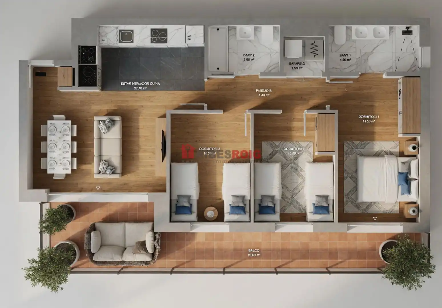 Wohnung zur Miete in Sant Pere de Ribes mit Klimaanlage, Heizung und Terrasse