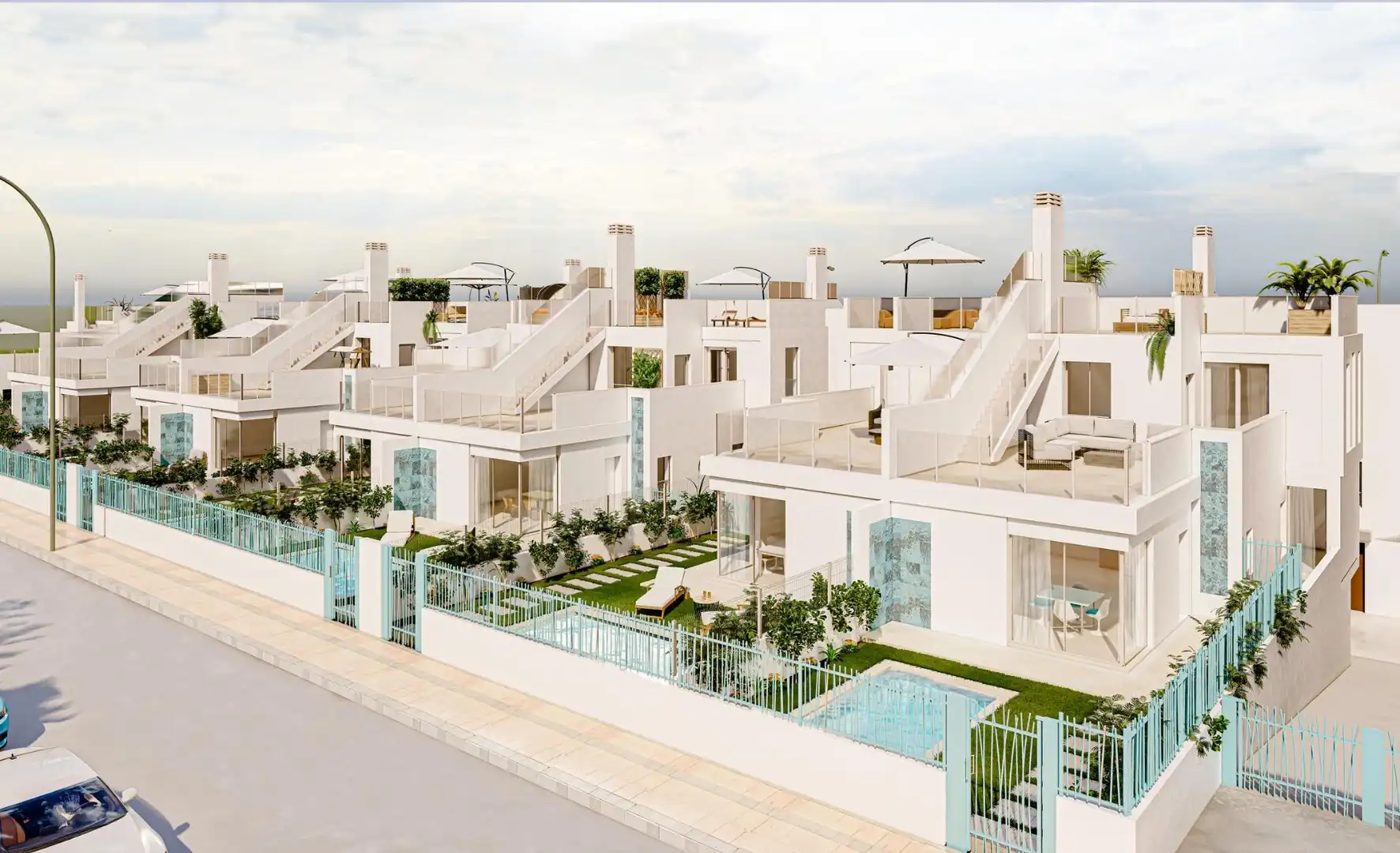 Vista exterior de Casa adosada en venda en Los Alcázares amb Aire condicionat, Jardí privat i Terrassa