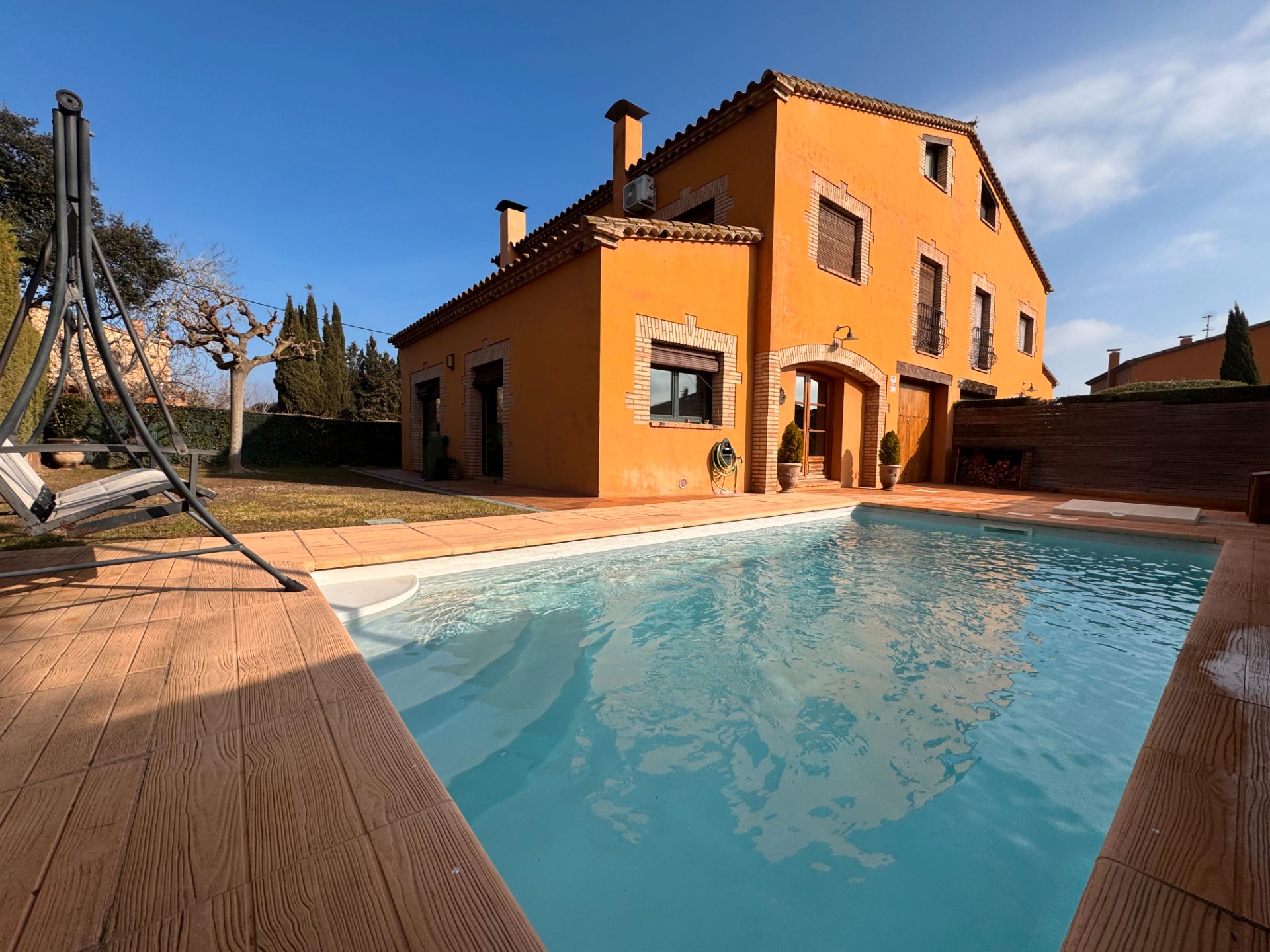 Swimming pool of Single-family semi-detached for sale in Mont-ras  with Air Conditioner, Heating and Private garden