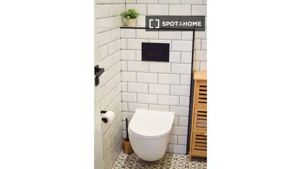 Bany de Apartament per a compartir en Barcelona amb Aire condicionat, Terrassa i Moblat