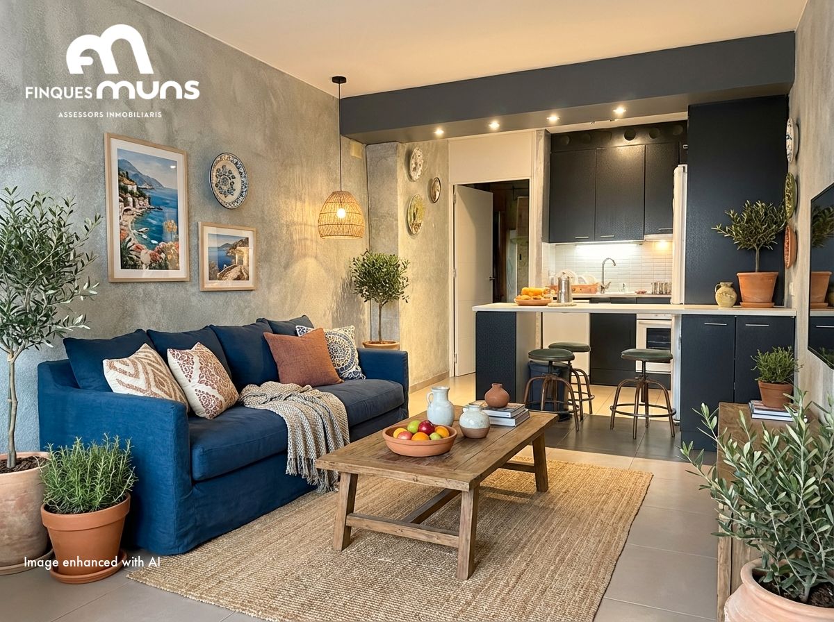 Sala de estar de Apartamento en venta en Roses con Amueblado y Piscina comunitaria