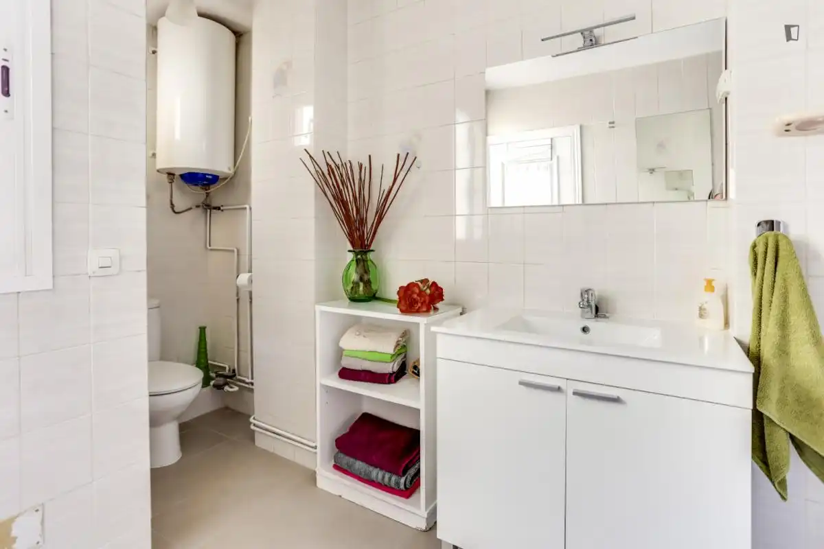 Bany de Apartament de lloguer en Madrid amb Aire condicionat, Moblat i Rentadora