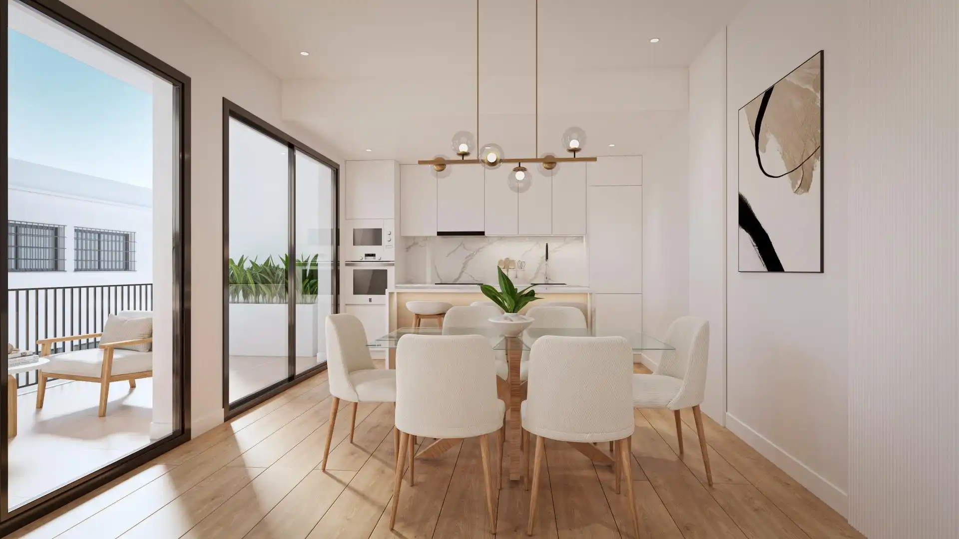 Comedor de Apartamento en venta en Mijas con Jardín privado, Terraza y Piscina comunitaria