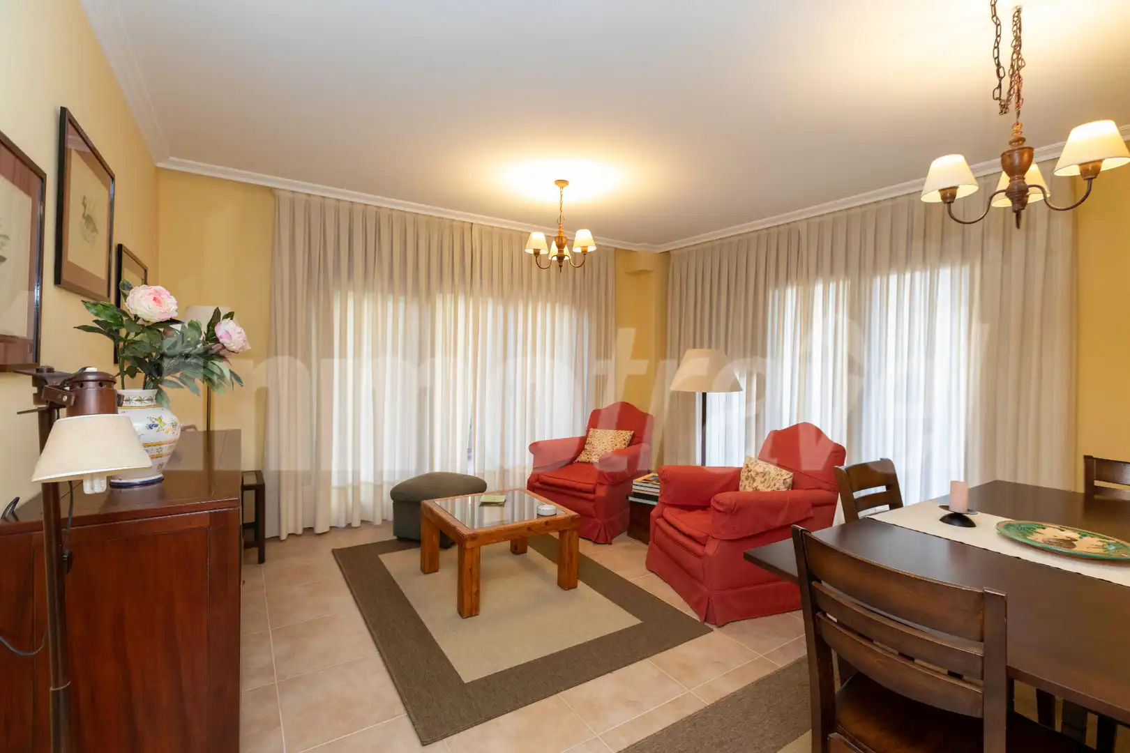Sala d'estar de Apartament en venda en Sanxenxo amb Aire condicionat, Parquet i Terrassa