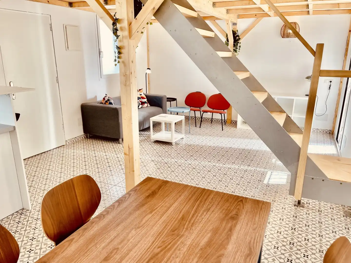 Sala de estar de Dúplex de alquiler en Madrid con Aire acondicionado, Terraza y Amueblado