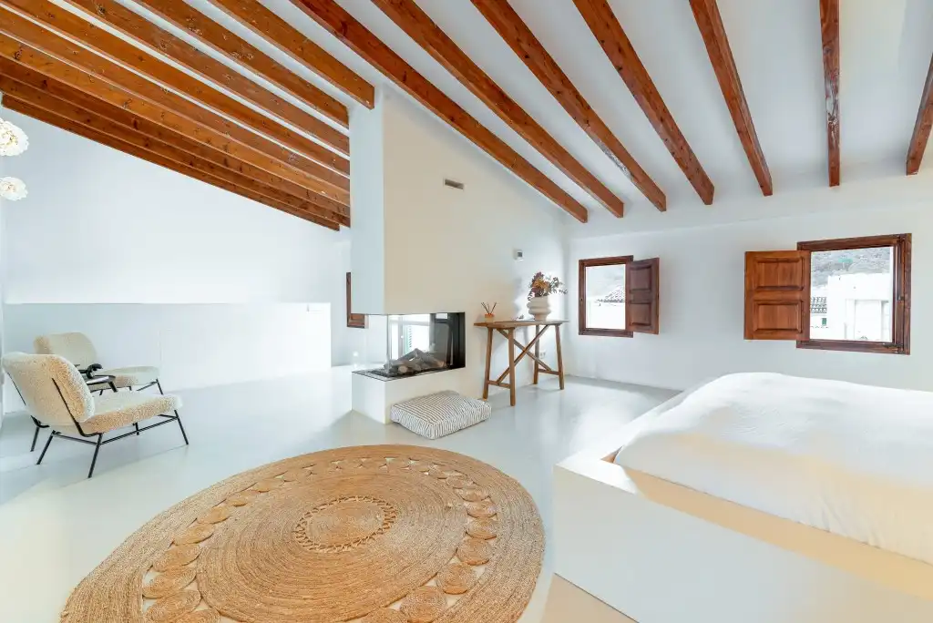 Wohnzimmer von Country house zur Miete in Pollença mit Klimaanlage, Heizung und Privatgarten